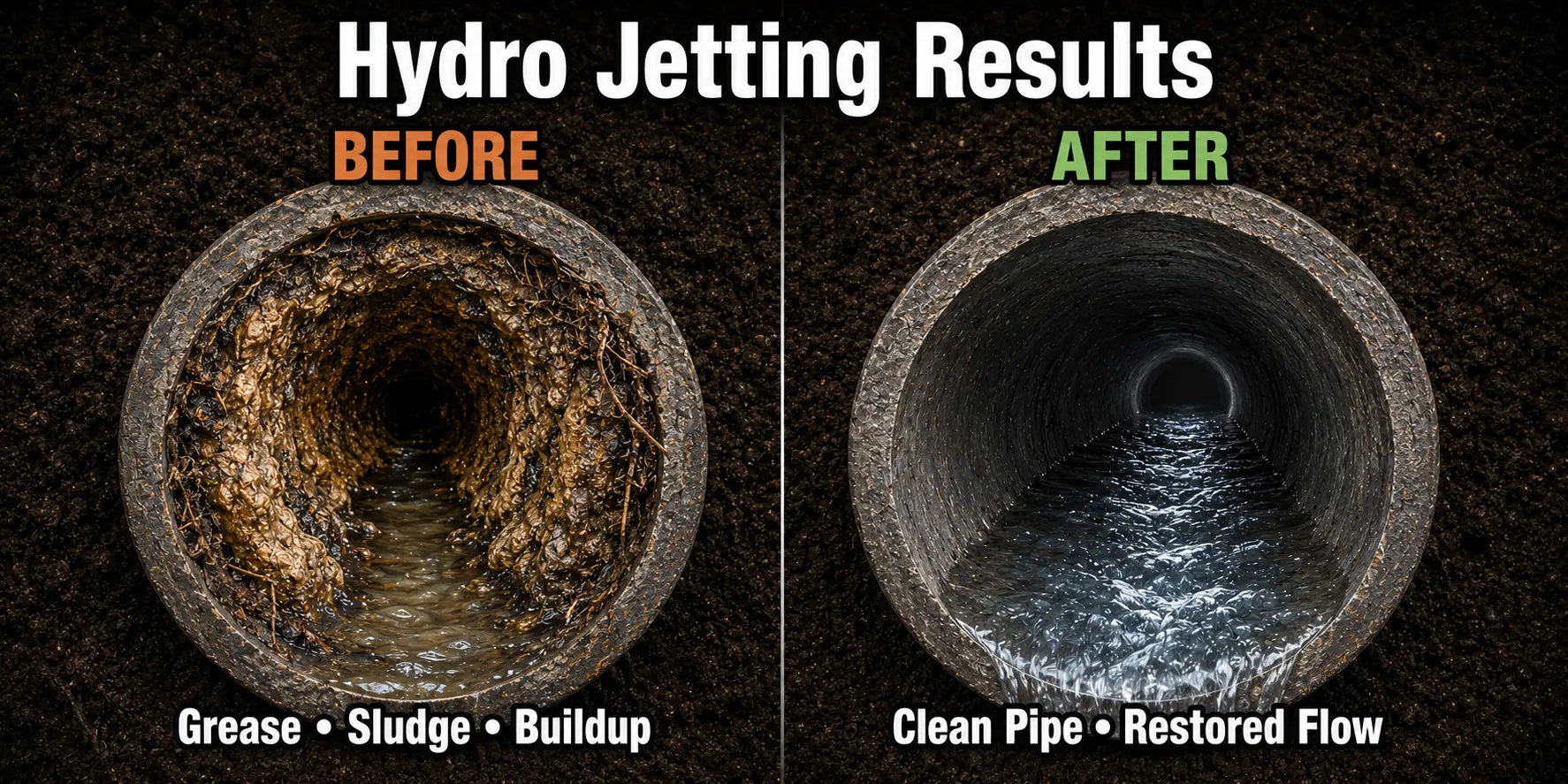 Northern Virginia Hydro Jetting Before After